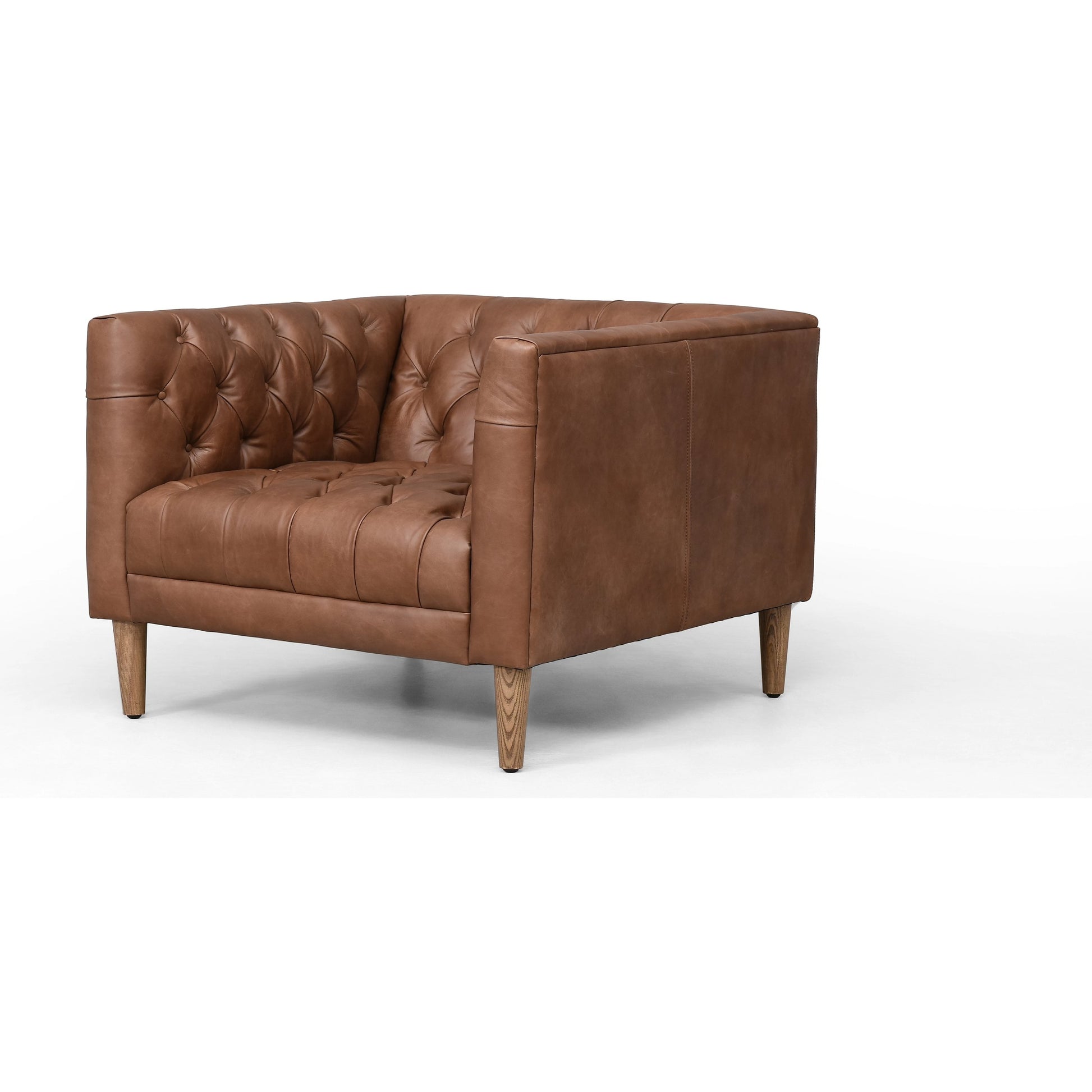 Williams Leather Chair by Four Hands in natural washed camel, weathered ash. Made from top grain leather, solid ash, 100% polyester in a rustic style.