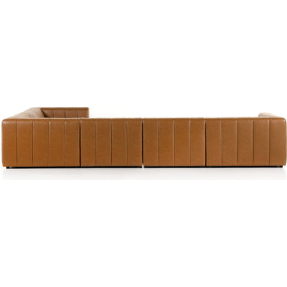 Langham Channeled 6-Piece Sectional by Four Hands in fayette cloud. Made from 97% polyester, 3% acrylic, poplar plywood, 58% polyester, 39% wool, 3% cotton in a modern style.