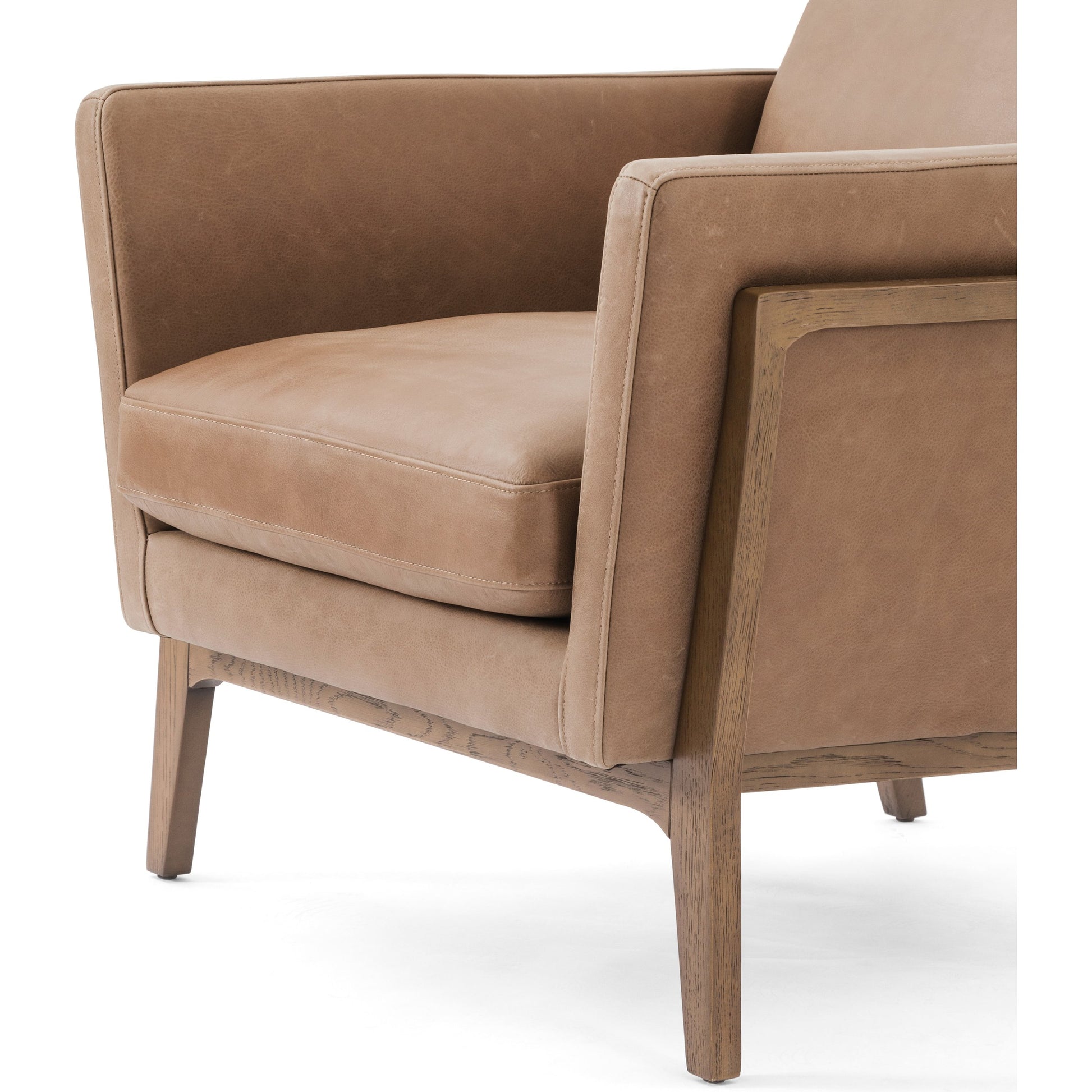 Dash Chair by Four Hands in palermo drift and distressed natural. Made from top grain leather, solid oak, 100% polyester in a modern style.