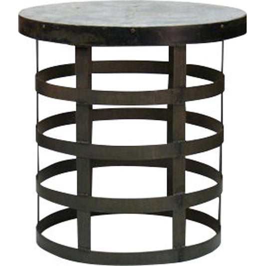 Blake End Table by Zentique in rustic galvanized tin and cold rolled steel. Made from cold rolled steel in a modern style.