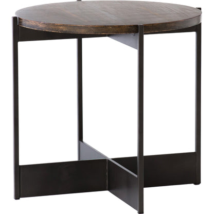 Shannon End Table by Four Hands in smoke grey, english brown oak. Made from oak veneer, iron in a modern style.