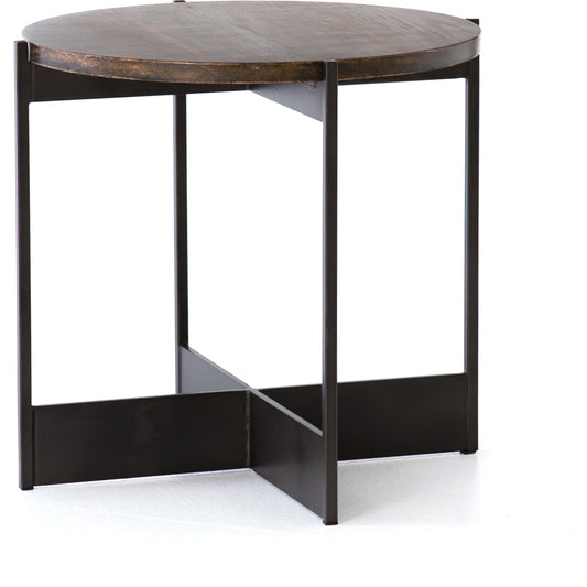 Shannon End Table by Four Hands in smoke grey, english brown oak. Made from oak veneer, iron in a modern style.