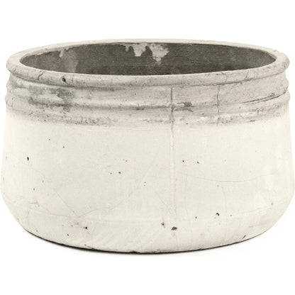 Distressed White Bowl by Zentique in distressed white. Made from stoneware in a rustic style.