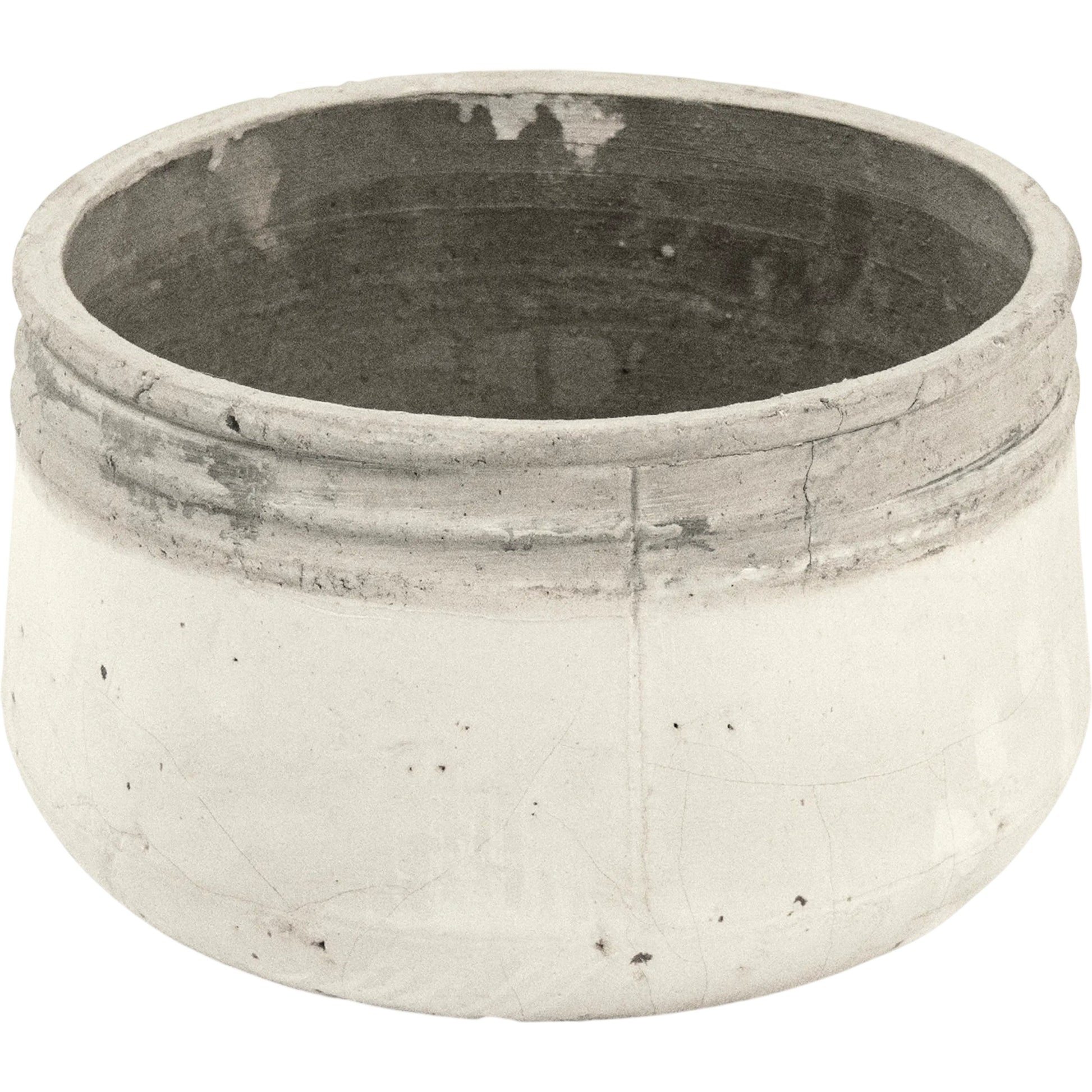 Distressed White Bowl by Zentique in distressed white. Made from stoneware in a rustic style.