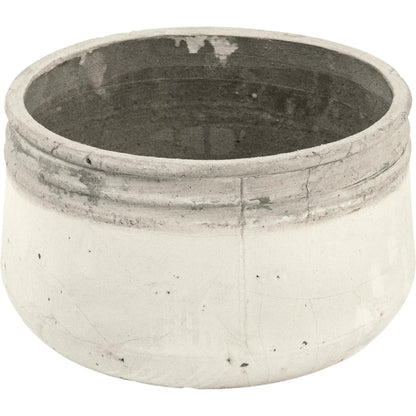 Distressed White Bowl by Zentique in distressed white. Made from stoneware in a rustic style.