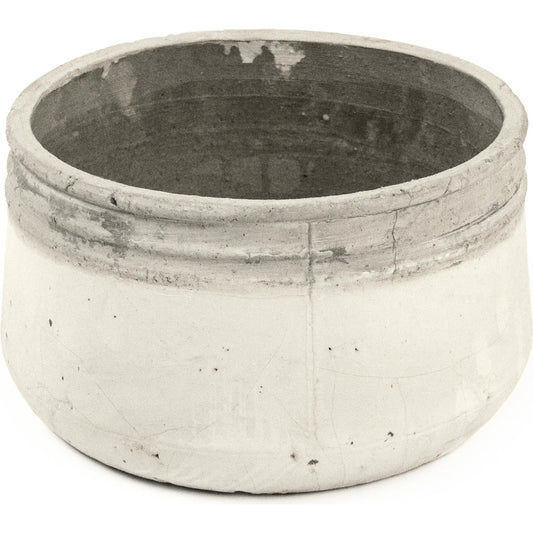 Distressed White Bowl by Zentique in distressed white. Made from stoneware in a rustic style.