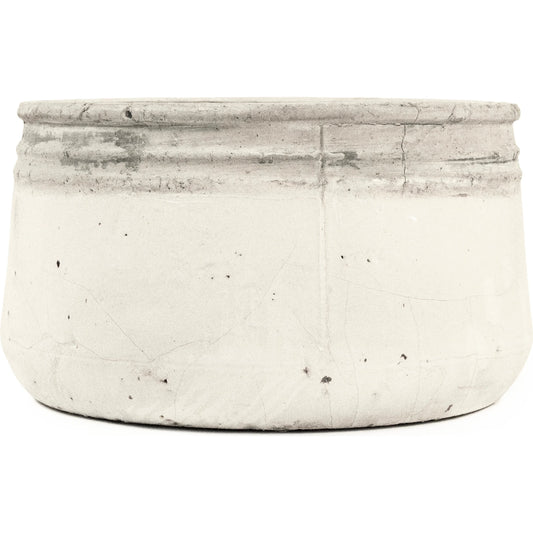 Distressed White Bowl by Zentique in distressed white. Made from stoneware in a rustic style.