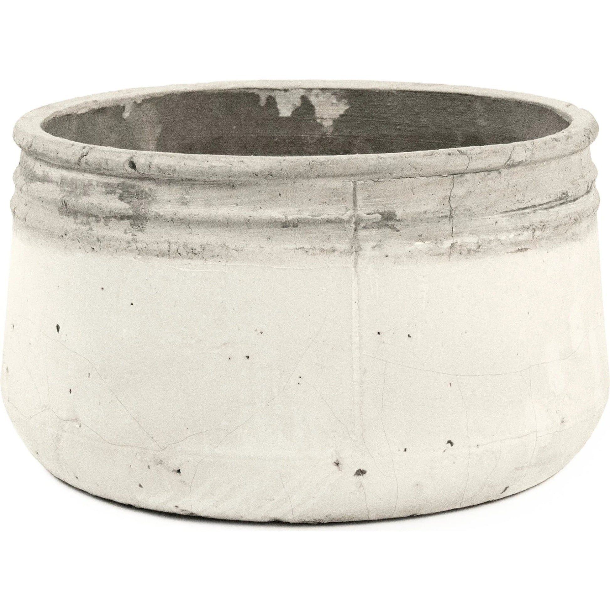 Distressed White Bowl by Zentique in distressed white. Made from stoneware in a rustic style.