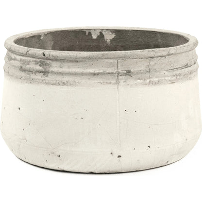 Distressed White Bowl by Zentique in distressed white. Made from stoneware in a rustic style.