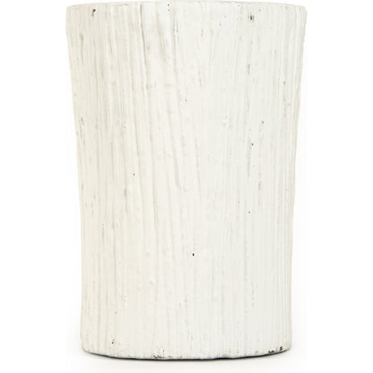 Distressed White Vase by Zentique in distressed white and cement. Made from cement in a coastal style.