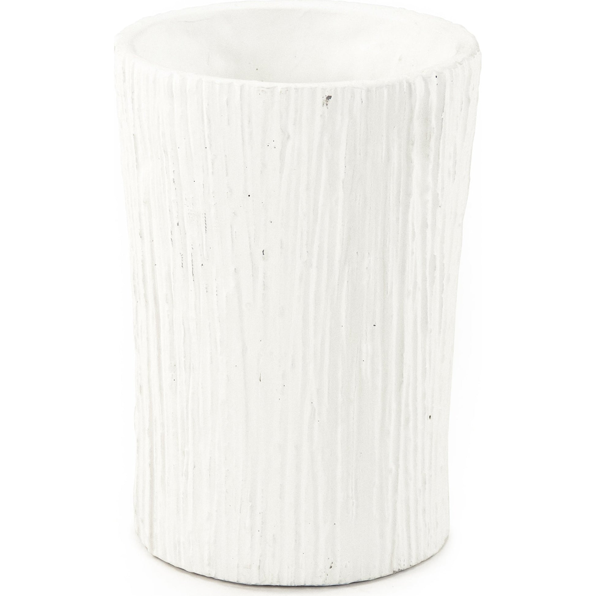 Distressed White Vase by Zentique in distressed white and cement. Made from cement in a coastal style.