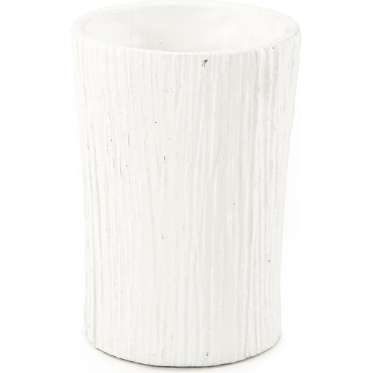 Distressed Vase by Zentique in distressed white and cement. Made from cement in a coastal style.