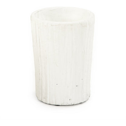 Distressed White Vase by Zentique in distressed white and cement. Made from cement in a coastal style.
