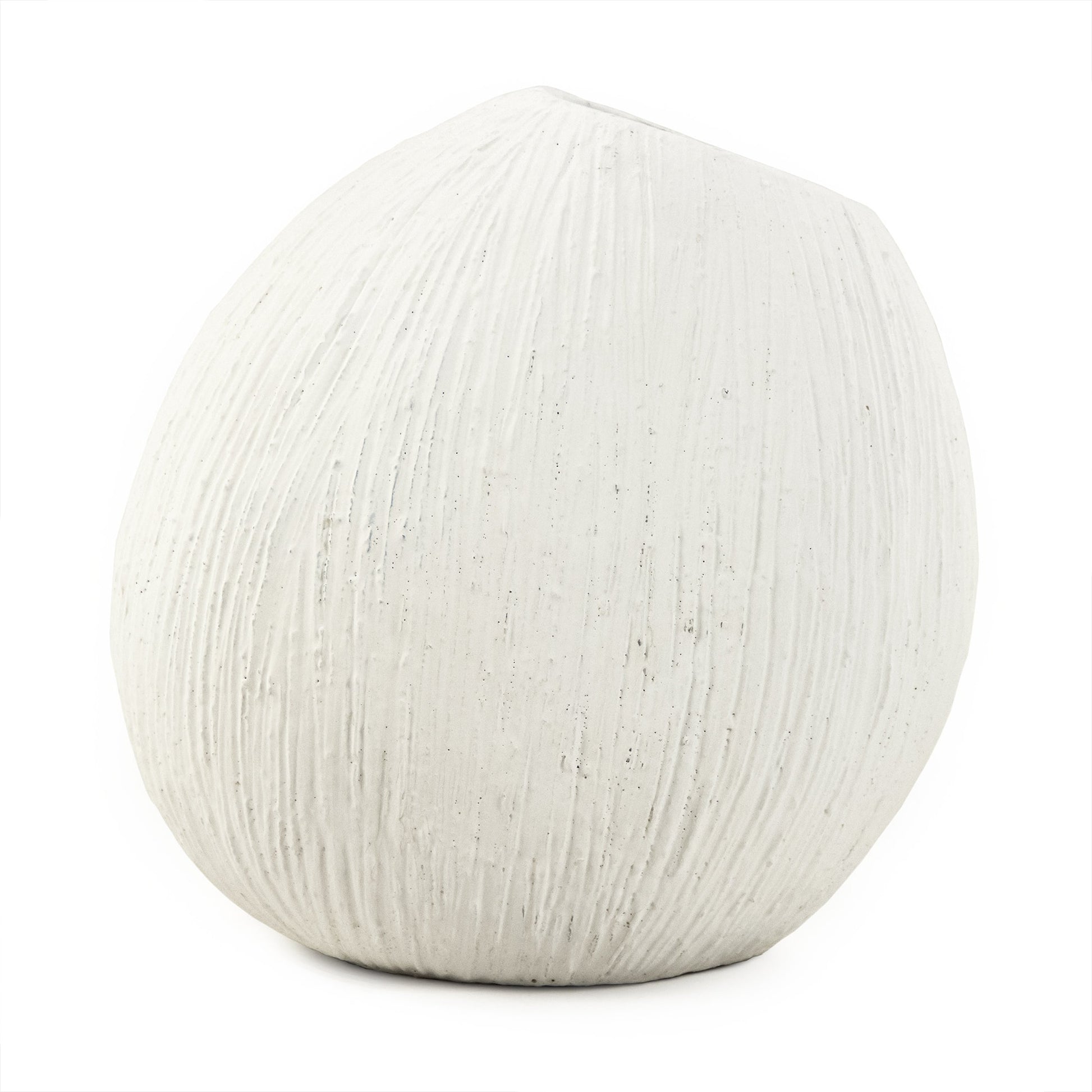 Distressed Round Vase by Zentique in distressed white and cement. Made from cement in a coastal style.