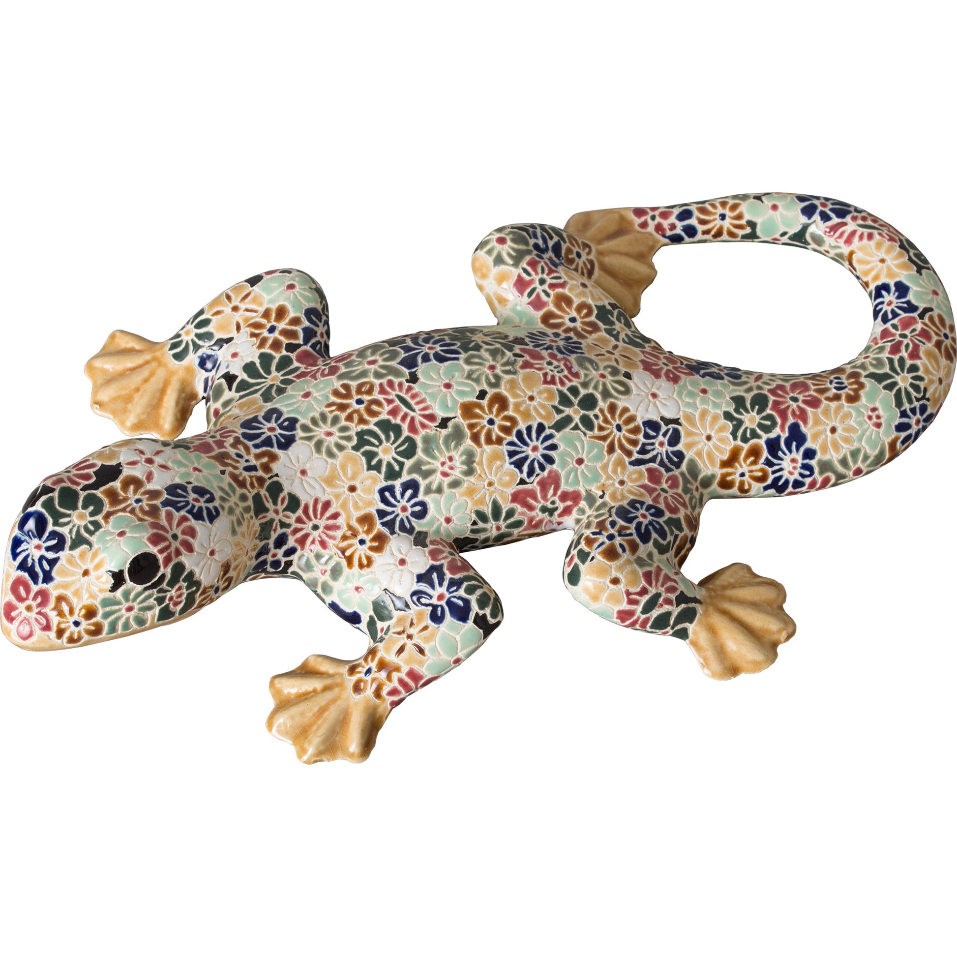 Ceramic Gecko by Emissary in multi-color. Made from unique in a coastal style.