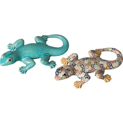 Ceramic Gecko by Emissary in multi-color. Made from unique in a coastal style.