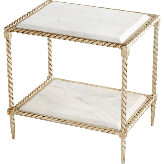 Westminster Side Table by Cyan Design in silver leaf. Made from iron, marble in a transitional style.