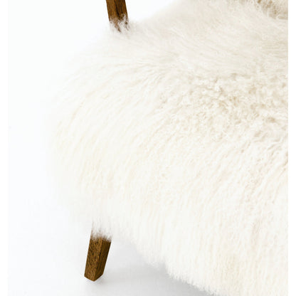 Ashland Armchair by Four Hands in mongolia cream fur, drifted oak. Made from mongolia fur, solid oak, 100% polyester in a modern style.