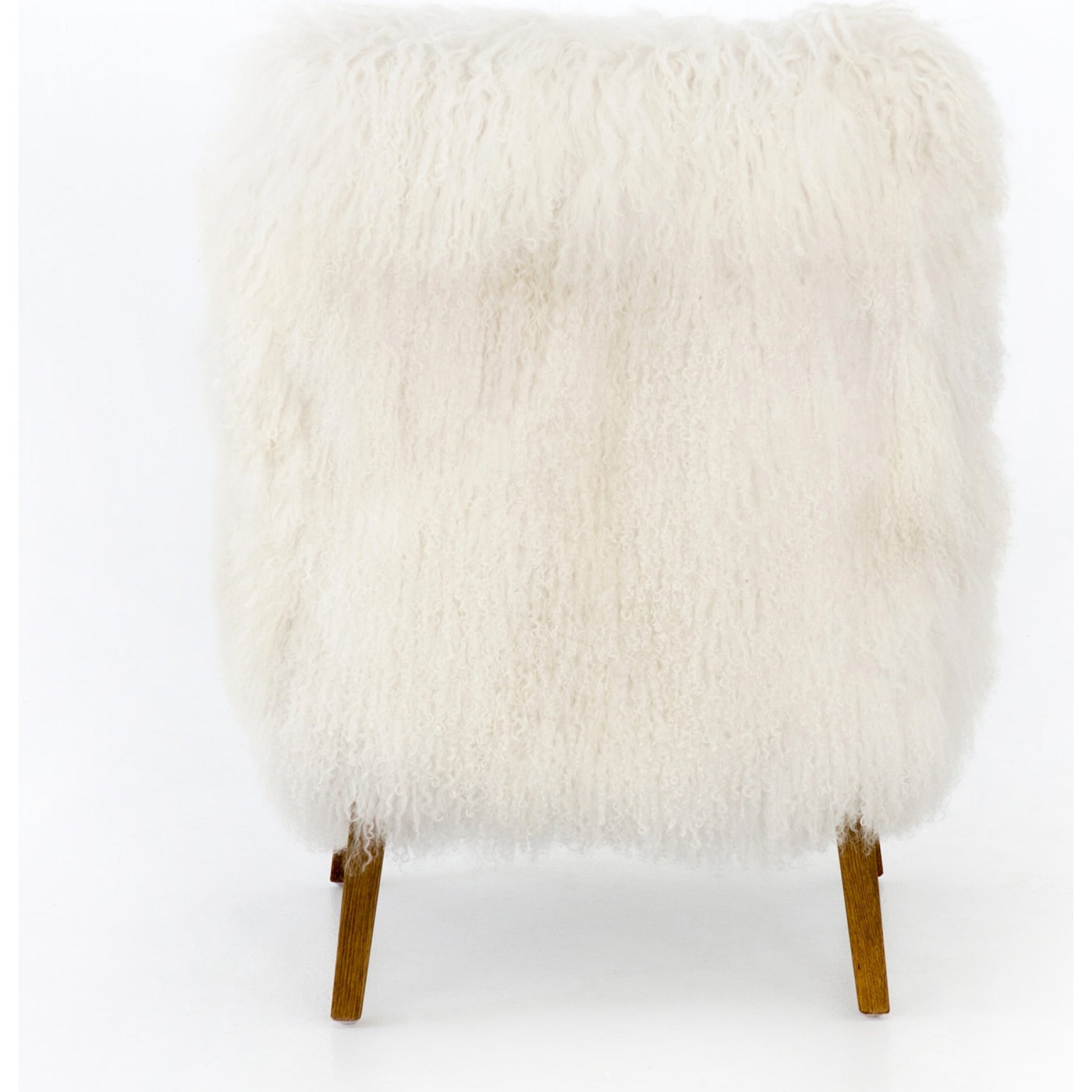 Ashland Armchair by Four Hands in mongolia cream fur, drifted oak. Made from mongolia fur, solid oak, 100% polyester in a modern style.