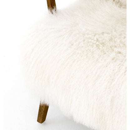 Ashland Armchair by Four Hands in mongolia cream fur, drifted oak. Made from mongolia fur, solid oak, 100% polyester in a modern style.