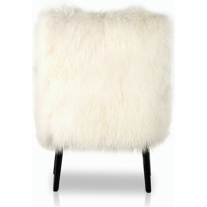 Ashland Armchair by Four Hands in mongolia cream fur, drifted oak. Made from mongolia fur, solid oak, 100% polyester in a modern style.
