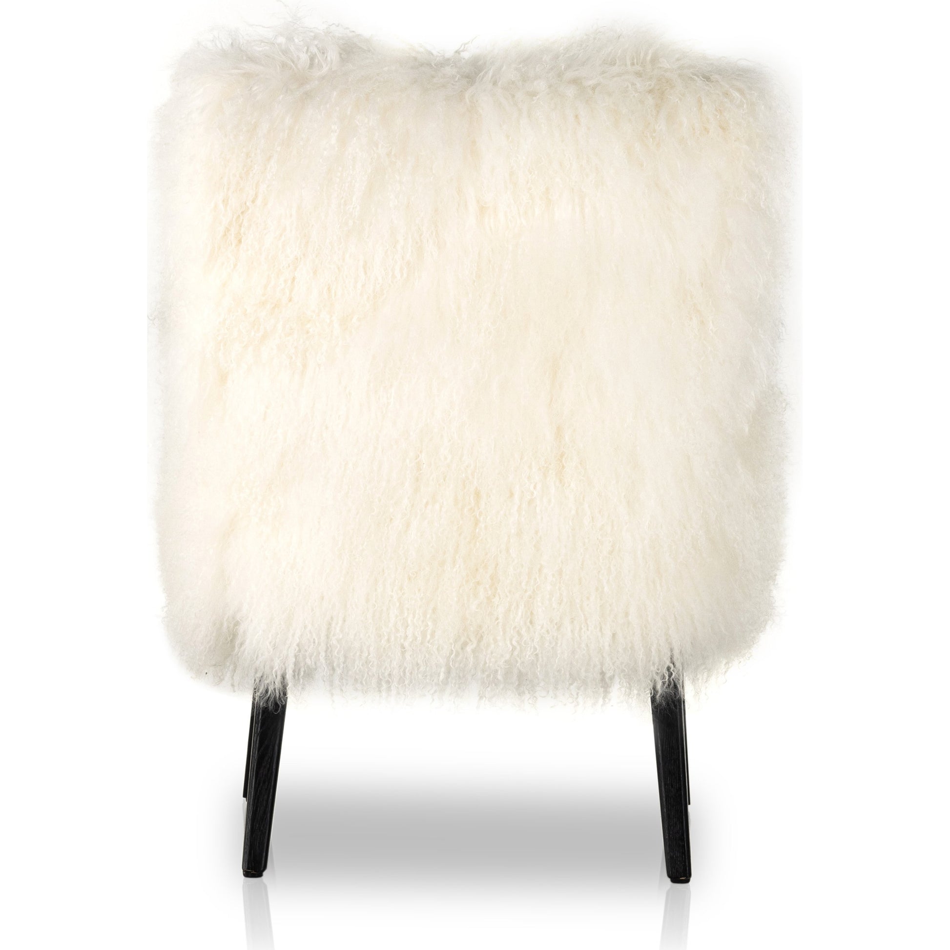 Ashland Armchair by Four Hands in mongolia cream fur, drifted oak. Made from mongolia fur, solid oak, 100% polyester in a modern style.