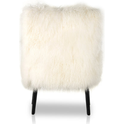 Ashland Armchair by Four Hands in mongolia cream fur, drifted oak. Made from mongolia fur, solid oak, 100% polyester in a modern style.