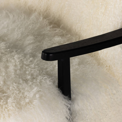 Ashland Armchair by Four Hands in mongolia cream fur, drifted oak. Made from mongolia fur, solid oak, 100% polyester in a modern style.