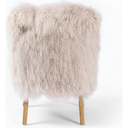 Ashland Armchair by Four Hands in mongolia cream fur, drifted oak. Made from mongolia fur, solid oak, 100% polyester in a modern style.