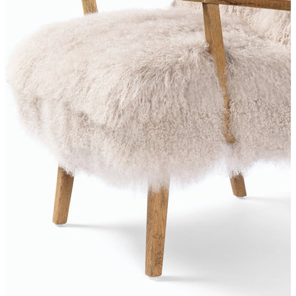 Ashland Armchair by Four Hands in mongolia cream fur, drifted oak. Made from mongolia fur, solid oak, 100% polyester in a modern style.