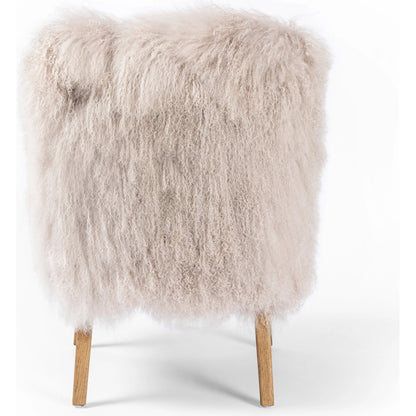 Ashland Armchair by Four Hands in mongolia cream fur, drifted oak. Made from mongolia fur, solid oak, 100% polyester in a modern style.