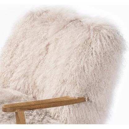 Ashland Armchair by Four Hands in mongolia cream fur, drifted oak. Made from mongolia fur, solid oak, 100% polyester in a modern style.