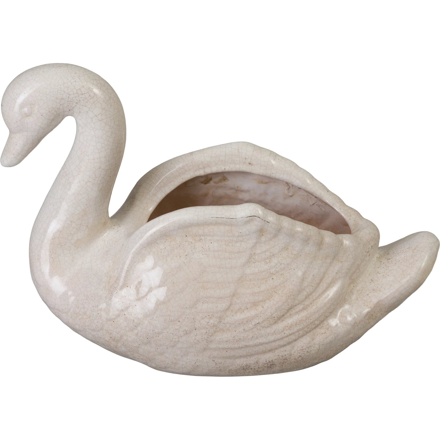 000 SI-2630510 | Primary Silo | Swan Indoor/Outdoor Planter by Emissary in white crackle and glossy. Made from ceramic in a unique style.