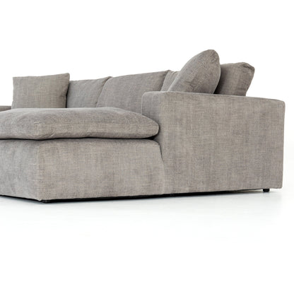 Plume 106" 2-PC Sectional by Four Hands in thames cream. Made from 66% polyester, 19% acrylic, 15% flax, linen, poplar plywood, 60% waterfowl feather, 40% polyester fiber in a modern style.