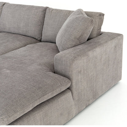 Plume 106" 2-PC Sectional by Four Hands in thames cream. Made from 66% polyester, 19% acrylic, 15% flax, linen, poplar plywood, 60% waterfowl feather, 40% polyester fiber in a modern style.