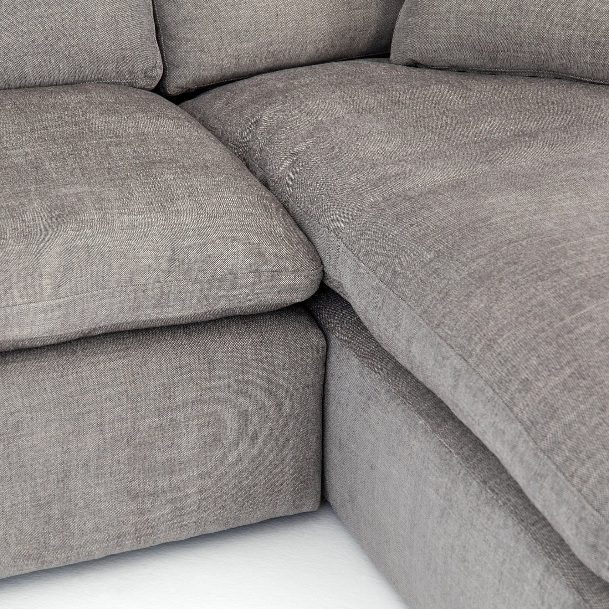 Plume 106" 2-PC Sectional by Four Hands in thames cream. Made from 66% polyester, 19% acrylic, 15% flax, linen, poplar plywood, 60% waterfowl feather, 40% polyester fiber in a modern style.