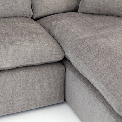 Plume 106" 2-PC Sectional by Four Hands in thames cream. Made from 66% polyester, 19% acrylic, 15% flax, linen, poplar plywood, 60% waterfowl feather, 40% polyester fiber in a modern style.