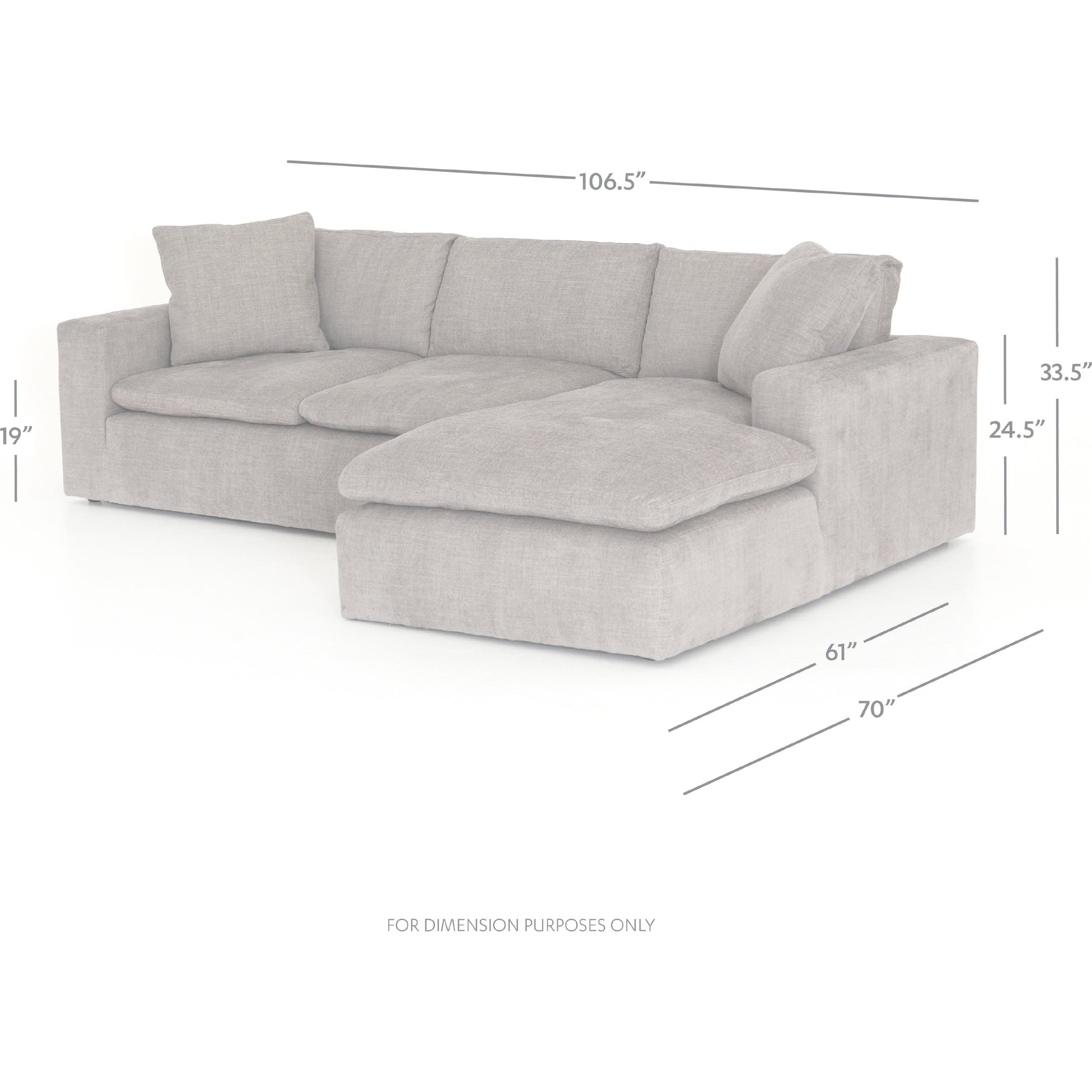 Plume 106" 2-PC Sectional by Four Hands in thames cream. Made from 66% polyester, 19% acrylic, 15% flax, linen, poplar plywood, 60% waterfowl feather, 40% polyester fiber in a modern style.