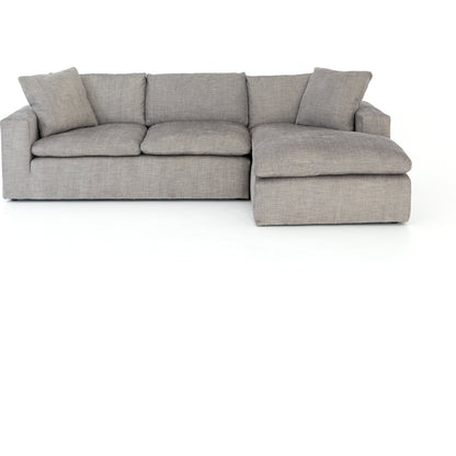 Plume 106" 2-PC Sectional by Four Hands in thames cream. Made from 66% polyester, 19% acrylic, 15% flax, linen, poplar plywood, 60% waterfowl feather, 40% polyester fiber in a modern style.