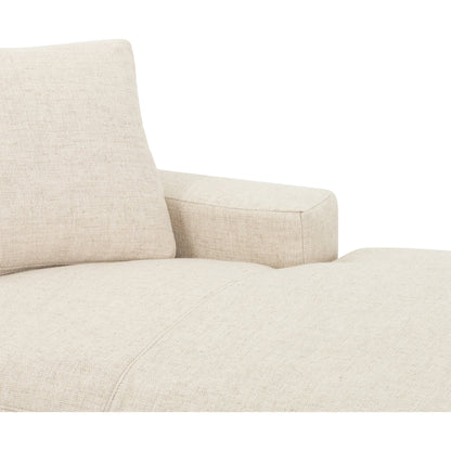 Plume 106" 2-PC Sectional by Four Hands in thames cream. Made from 66% polyester, 19% acrylic, 15% flax, linen, poplar plywood, 60% waterfowl feather, 40% polyester fiber in a modern style.