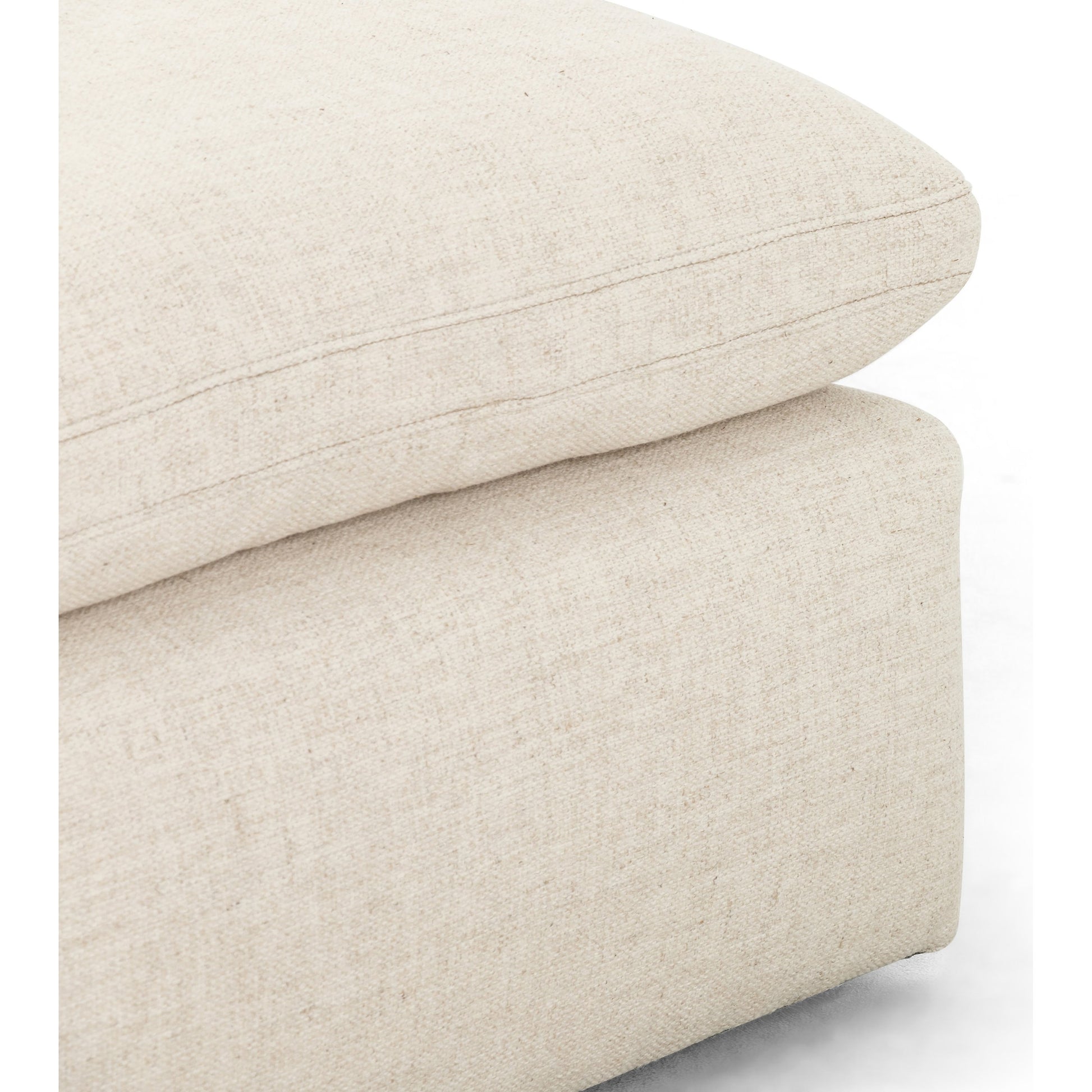 Plume 106" 2-PC Sectional by Four Hands in thames cream. Made from 66% polyester, 19% acrylic, 15% flax, linen, poplar plywood, 60% waterfowl feather, 40% polyester fiber in a modern style.