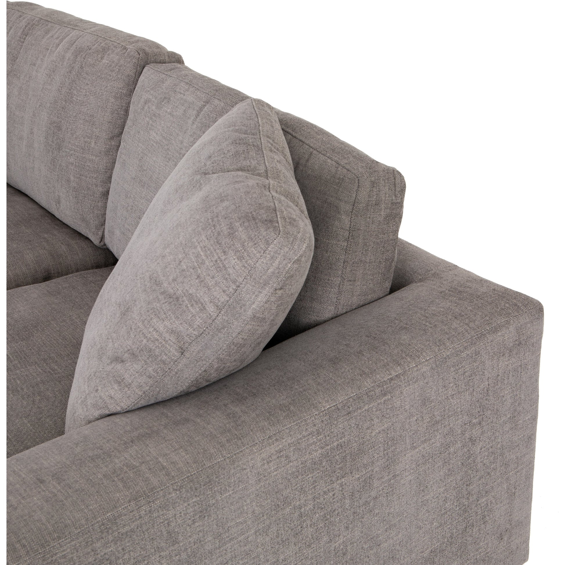 Plume 106" 2-PC Sectional by Four Hands in thames cream. Made from 66% polyester, 19% acrylic, 15% flax, linen, poplar plywood, 60% waterfowl feather, 40% polyester fiber in a modern style.