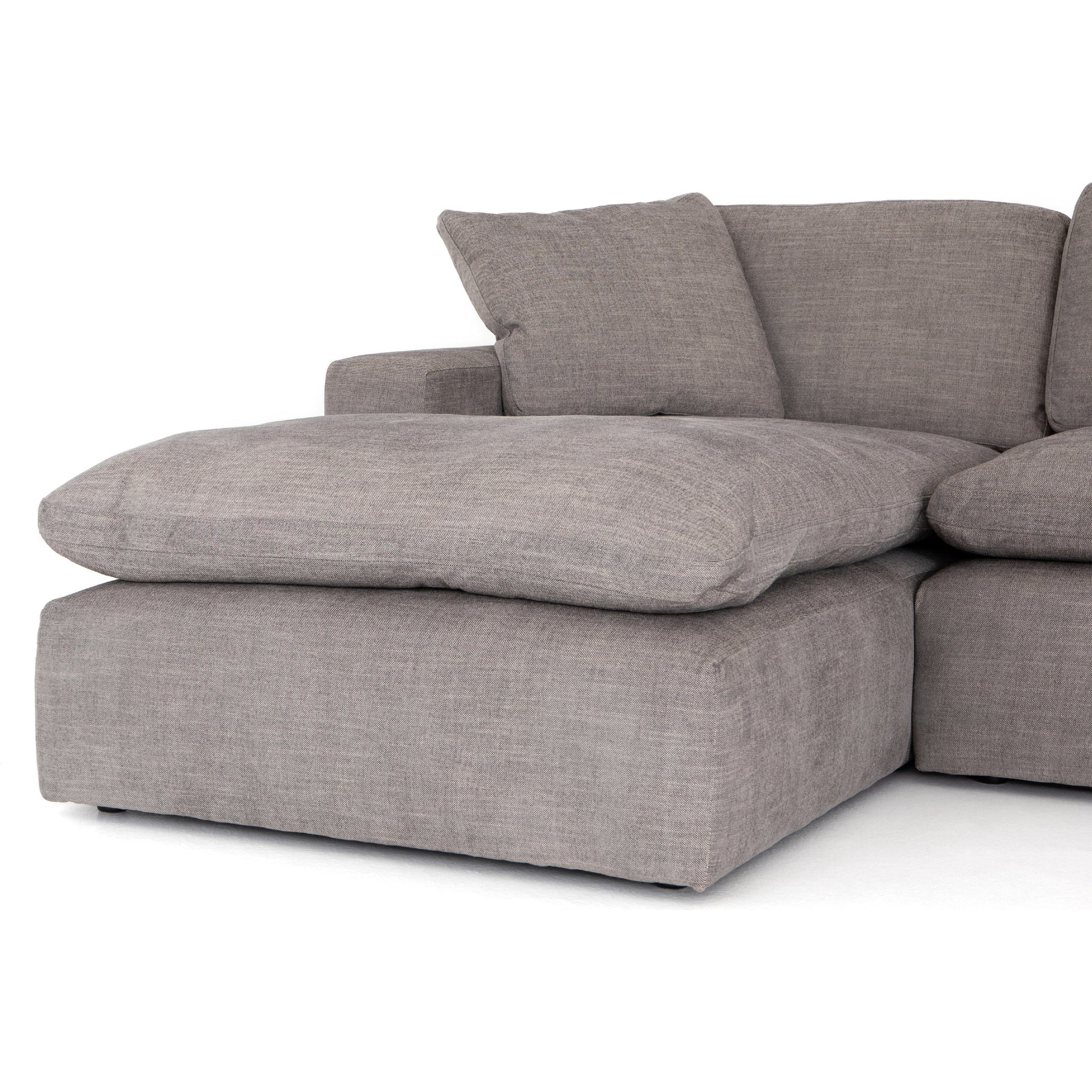 Plume 106" 2-PC Sectional by Four Hands in thames cream. Made from 66% polyester, 19% acrylic, 15% flax, linen, poplar plywood, 60% waterfowl feather, 40% polyester fiber in a modern style.