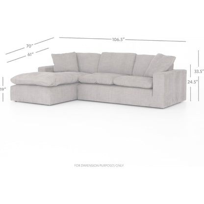 Plume 106" 2-PC Sectional by Four Hands in thames cream. Made from 66% polyester, 19% acrylic, 15% flax, linen, poplar plywood, 60% waterfowl feather, 40% polyester fiber in a modern style.