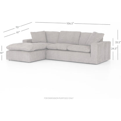 Plume 106" 2-PC Sectional by Four Hands in thames cream. Made from 66% polyester, 19% acrylic, 15% flax, linen, poplar plywood, 60% waterfowl feather, 40% polyester fiber in a modern style.