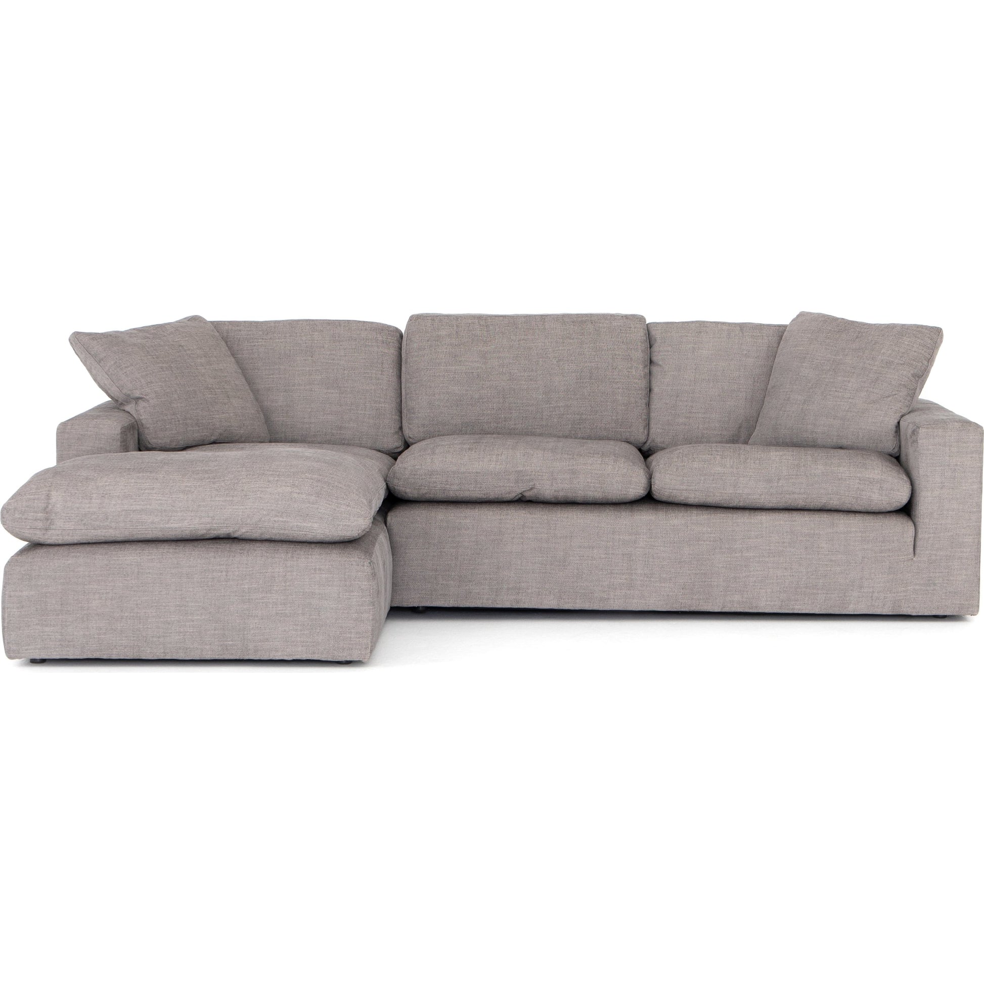 Plume 106" 2-PC Sectional by Four Hands in thames cream. Made from 66% polyester, 19% acrylic, 15% flax, linen, poplar plywood, 60% waterfowl feather, 40% polyester fiber in a modern style.