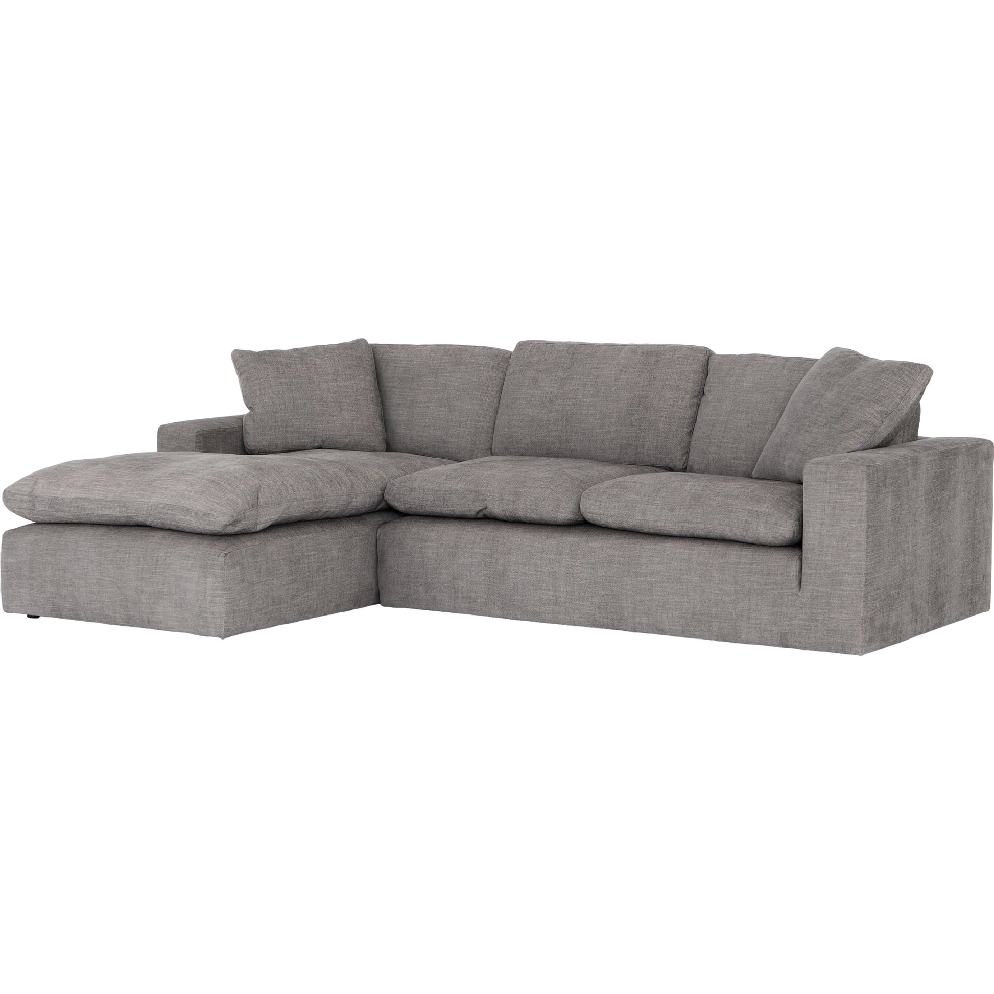 Plume 106" 2-PC Sectional by Four Hands in thames cream. Made from 66% polyester, 19% acrylic, 15% flax, linen, poplar plywood, 60% waterfowl feather, 40% polyester fiber in a modern style.