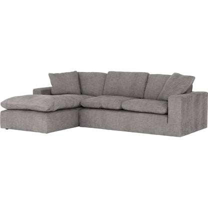 Plume 106" 2-PC Sectional by Four Hands in thames cream. Made from 66% polyester, 19% acrylic, 15% flax, linen, poplar plywood, 60% waterfowl feather, 40% polyester fiber in a modern style.