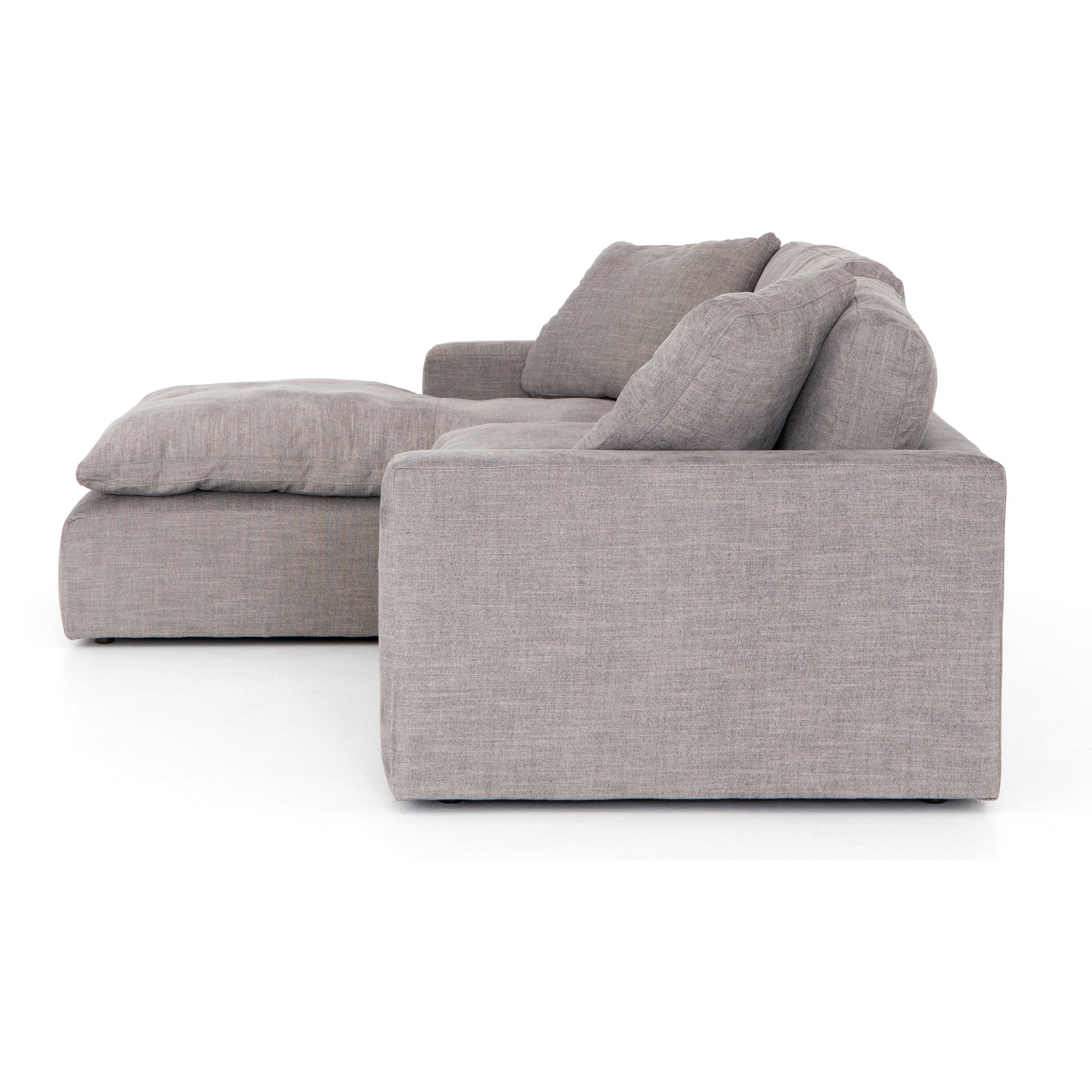 Plume 106" 2-PC Sectional by Four Hands in thames cream. Made from 66% polyester, 19% acrylic, 15% flax, linen, poplar plywood, 60% waterfowl feather, 40% polyester fiber in a modern style.