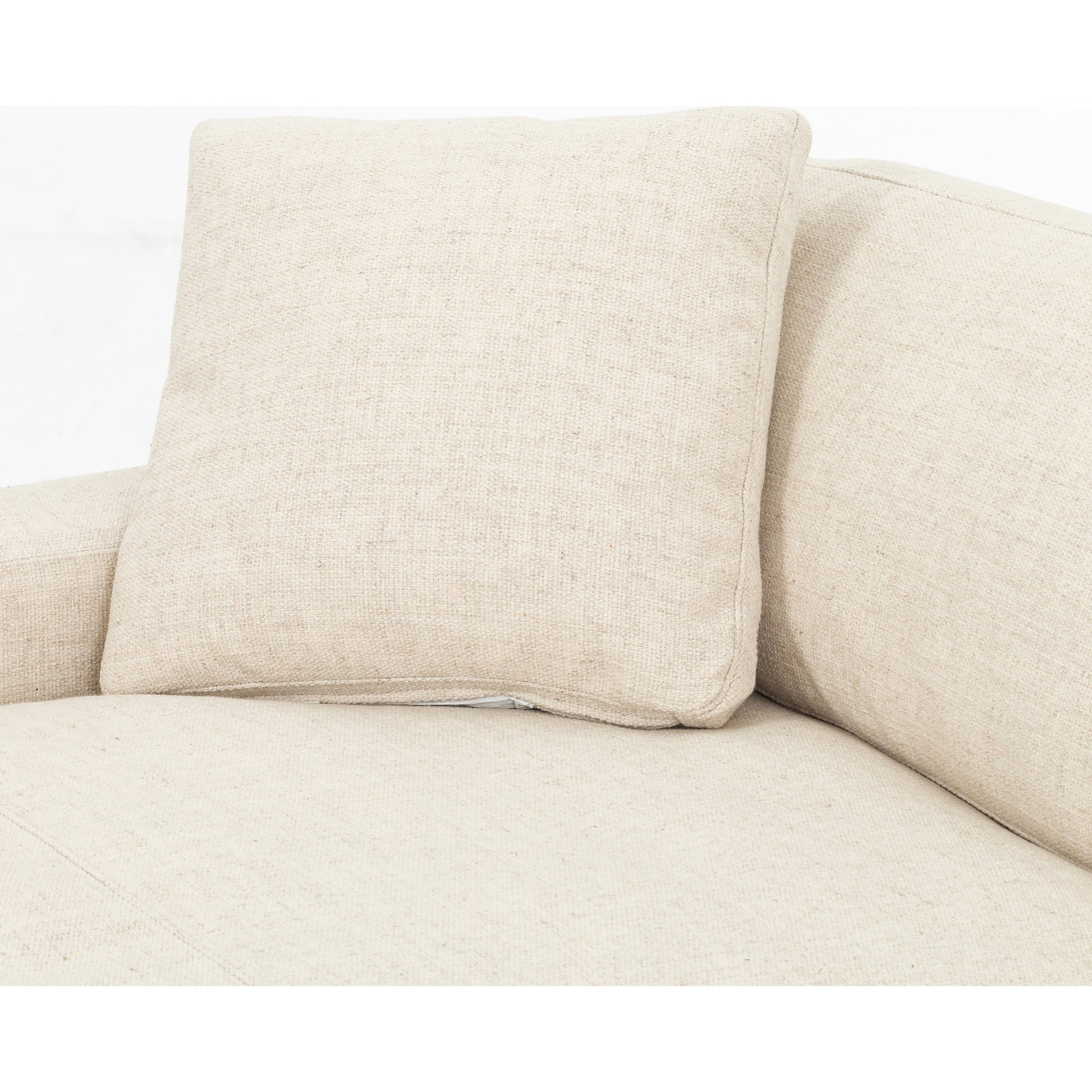 Plume 106" 2-PC Sectional by Four Hands in thames cream. Made from 66% polyester, 19% acrylic, 15% flax, linen, poplar plywood, 60% waterfowl feather, 40% polyester fiber in a modern style.
